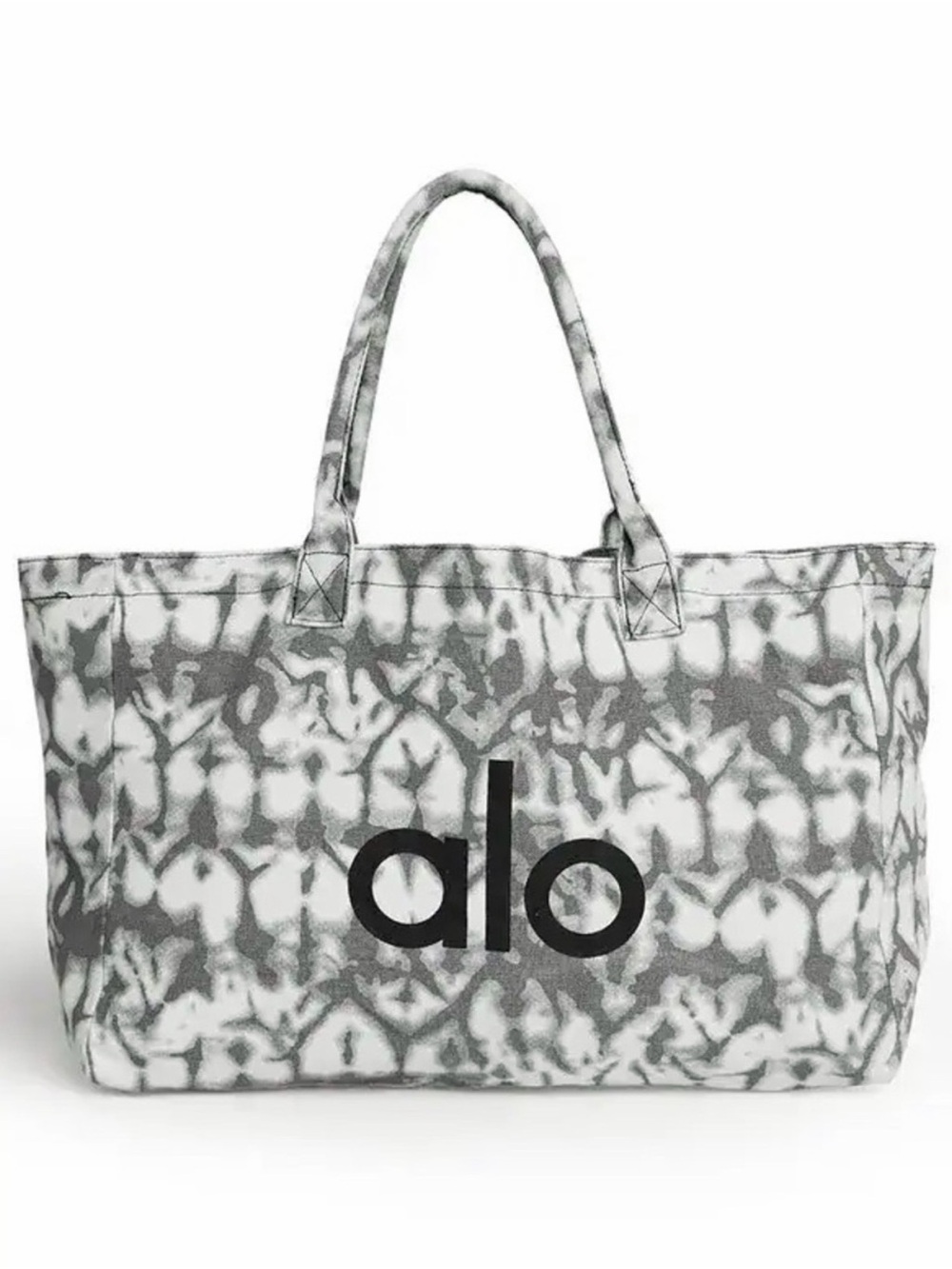ALO Yoga Gray Tie-Dye Canvas Tote with Black Logo